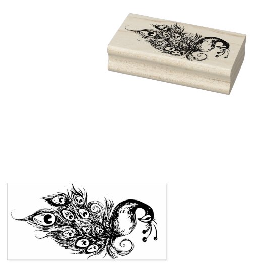 Peacock Feathers Blauwgroen Peacocks Rubberstempel (Gestempeld)