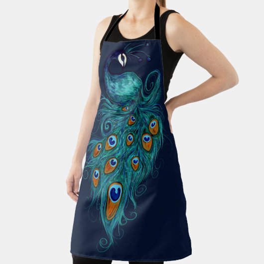 Peacock Feathers Blauwgroen Peacocks Schort (Insitu)