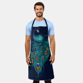 Peacock Feathers Blauwgroen Peacocks Schort (Gedragen)