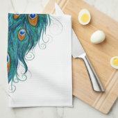 Peacock Feathers Blauwgroen Peacocks Theedoek (Quarter Fold)