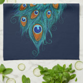 Peacock Feathers Blauwgroen Peacocks Theedoek (Gevouwen)