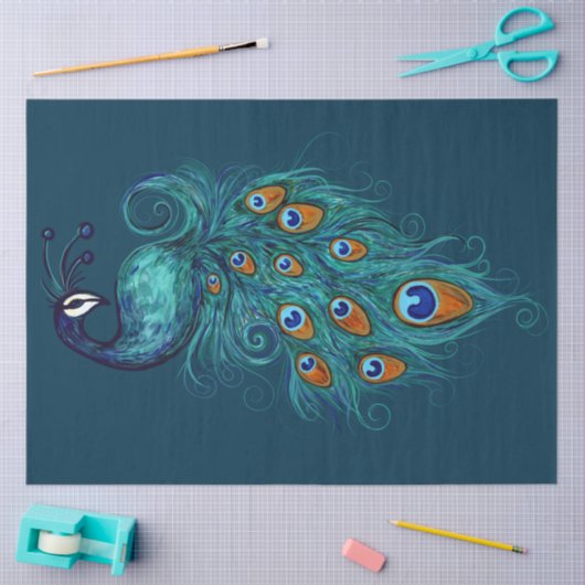 Peacock Feathers Blauwgroen Peacocks Tissuepapier (Craft)