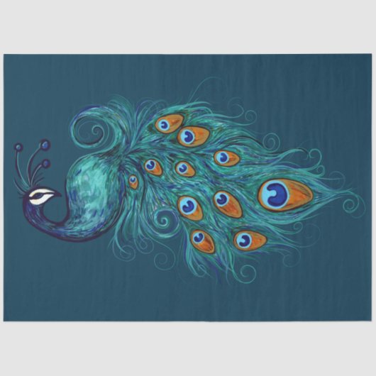 Peacock Feathers Blauwgroen Peacocks Tissuepapier (Voorkant)