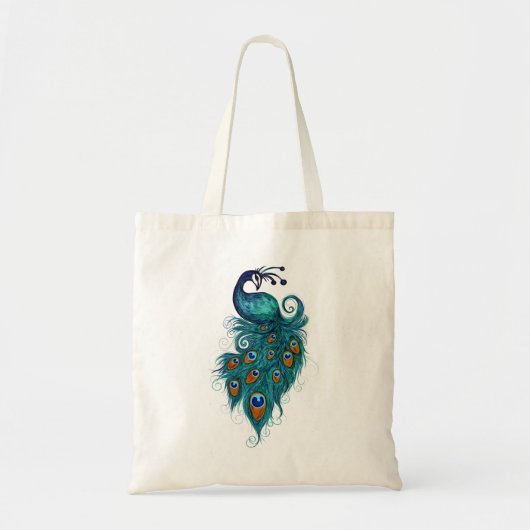 Peacock Feathers Blauwgroen Peacocks Tote Bag (Voorkant)