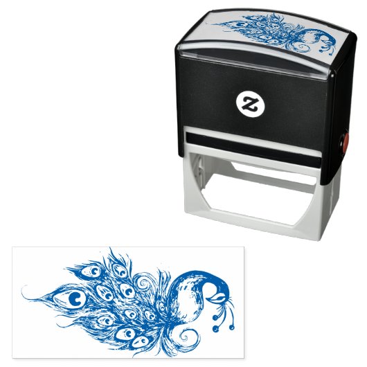 Peacock Feathers Blauwgroen Peacocks Zelfinktende Stempel (In situ)