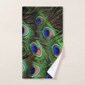 Peacock Feathers Blue Blauwgroen fotografie Bad Handdoek (Handdoek)
