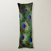 Peacock Feathers Blue Blauwgroen Photography Accen Lichaamskussen (Achterkant (Verticaal))