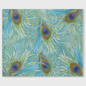 Peacock Feathers Blue Cadeaupapier (Vlak)