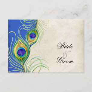 Peacock Feathers Blue Damask RSVP-reactiekaart RSVP Kaartje