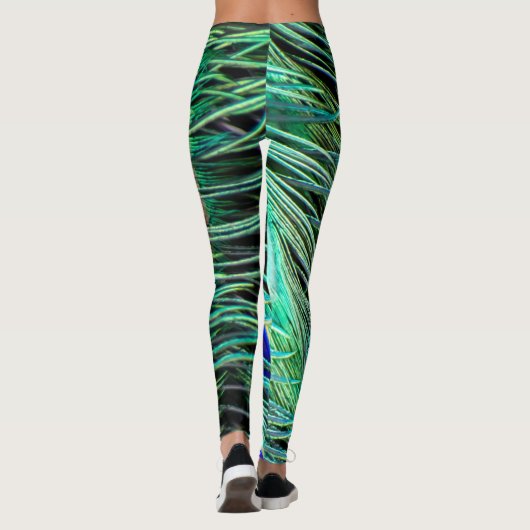 Peacock Feathers Blue Green Paars Leggings (Achterkant)