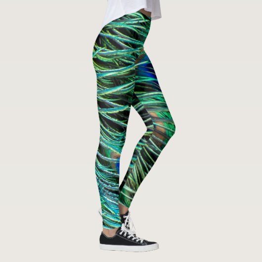 Peacock Feathers Blue Green Paars Leggings (Rechts)