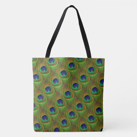 Peacock Feathers Blue Green Tas Shopping Book Bag (Voorkant)