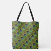Peacock Feathers Blue Green Tas Shopping Book Bag (Achterkant)