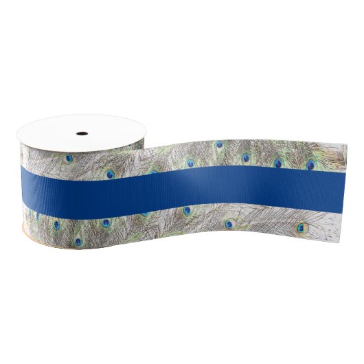 Peacock Feathers Blue Grosgrain Ribbon Lint (Spoel)