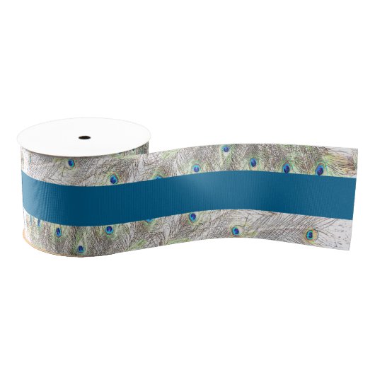 Peacock Feathers Blue Grosgrain Ribbon Lint (Spoel)