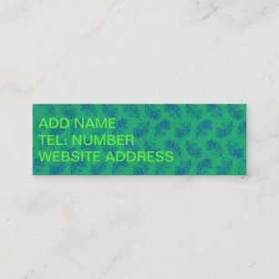 Peacock Feathers Blue met Green Mini Visitekaartje