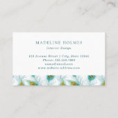 Peacock Feathers Blue Modern Visitekaartje (Achterkant)