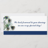 Peacock Feathers Boarding Pass Weduwen Uitnodiging (Achterkant)