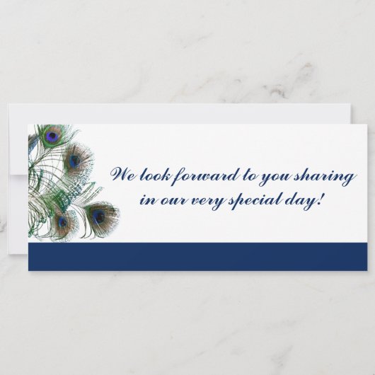Peacock Feathers Boarding Pass Weduwen Uitnodiging (Achterkant)