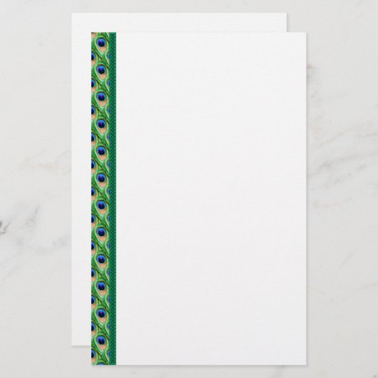 Peacock Feathers Border Briefpapier (Voorkant / Achterkant)