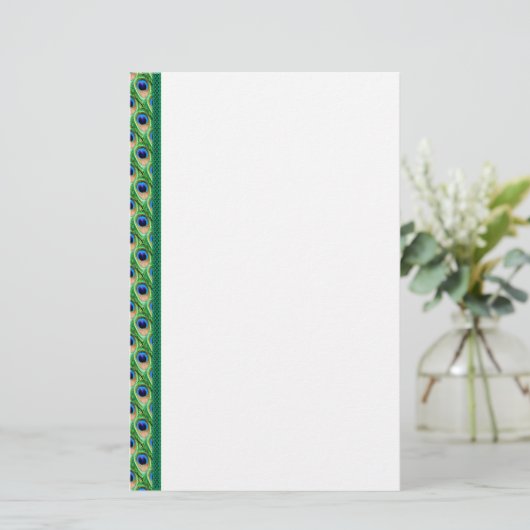 Peacock Feathers Border Briefpapier (Staand voorkant)
