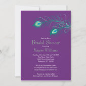 Peacock Feathers Bridal Shower Invitation Kaart (Voorkant)