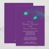 Peacock Feathers Bridal Shower Invitation Kaart (Voorkant / Achterkant)