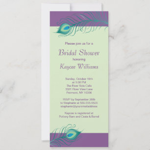 Peacock Feathers Bridal Shower Invitation Kaart