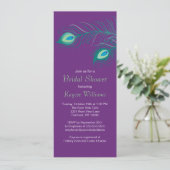Peacock Feathers Bridal Shower Invitation Kaart (Staand voorkant)