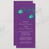 Peacock Feathers Bridal Shower Invitation Kaart (Voorkant / Achterkant)