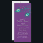 Peacock Feathers Bridal Shower Invitation Kaart<br><div class="desc">Begin je evenement meteen af met onze trendy Peacock Feathers Bridal douche-uitnodiging op een rijke paarse achtergrond. Pas gewoon onze uitnodiging aan met je trouwgegevens en jullie zijn klaar om te gaan. Beschikbaar in andere kleurencombinaties in onze winkel op www.celebrateitweddings.com. Ontdek onze bijbehorende dankjewel, stickers en bridale knoppen in onze...</div>