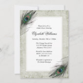 Peacock Feathers Bridal Shower Invitations Kaart (Voorkant)