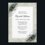 Peacock Feathers Bridal Shower Invitations Kaart<br><div class="desc">Een prachtig en bijtend ontwerp met een rolpatroon met twee paukveren accentueren deze elegante bruiddoucheuitnodiging. Mooie tinten van bruin,  blauwgroen en zwart. 
Peacockveren zijn bedrukt — geen echte veren.</div>