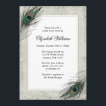 Peacock Feathers Bridal Shower Invitations Kaart<br><div class="desc">Een prachtig en bijtend ontwerp met een rolpatroon met twee paukveren accentueren deze elegante bruiddoucheuitnodiging. Mooie tinten van bruin,  blauwgroen en zwart. 
Peacockveren zijn bedrukt — geen echte veren.</div>