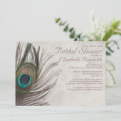 Peacock Feathers Bridal Shower Invitations Kaart (Staand voorkant)
