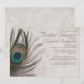 Peacock Feathers Bridal Shower Invitations Kaart (Voorkant / Achterkant)