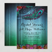 Peacock Feathers Bruids Douche Uitnodiging (Voorkant / Achterkant)