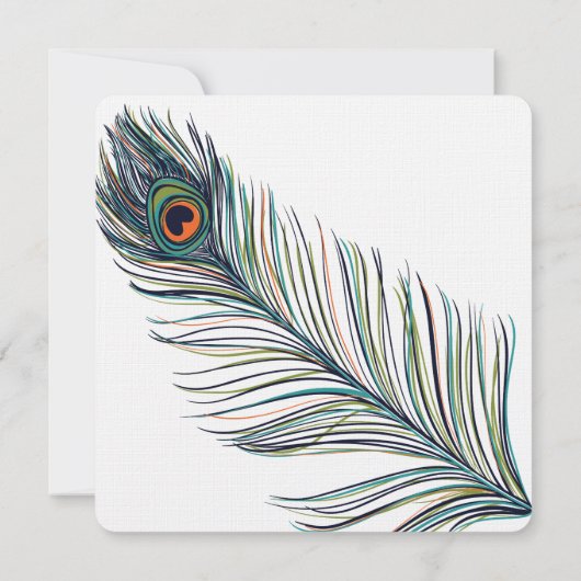 Peacock Feathers Bruiloft Kaart (Achterkant)