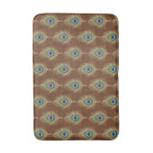 Peacock Feathers, Camel Tan on Chocolate Brown Bat Badmat (Voorkant Verticaal)