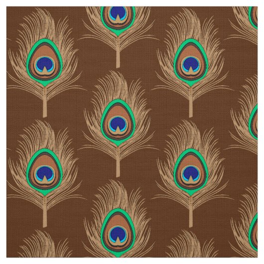 Peacock Feathers, Camel Tan on Chocolate Brown Stof (Swatch)