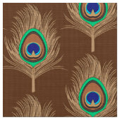 Peacock Feathers, Camel Tan on Chocolate Brown Stof (Close Up)