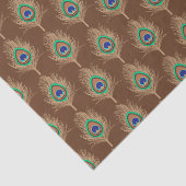Peacock Feathers, Camel Tan on Chocolate Brown Tissuepapier (Detail)