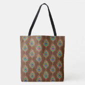 Peacock Feathers, Camel Tan on Chocolate Brown Tote Bag (Voorkant)