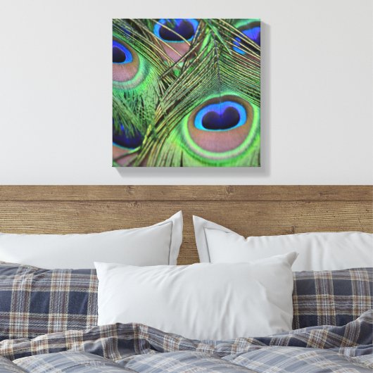Peacock Feathers Canvas Afdruk (Insitu (Slaapkamer))