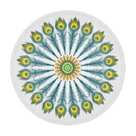 Peacock feathers cirkel snijplank