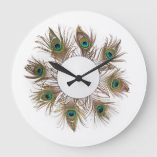 Peacock Feathers Clock Grote Klok