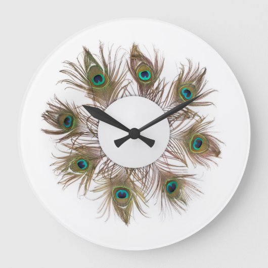Peacock Feathers Clock Grote Klok (Voorkant)
