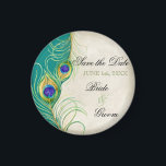 Peacock Feathers Damask Save the Date Magneet<br><div class="desc">KLEUR PALET: Blauwgroen blauw, zwart, tan, crème, goud, blauw, groen en paarse. DESIGN COLLECTIE: Dit is onderdeel van een bruiloft uitnodigingsset van complete bijpassende producten. Deze moderne, eigentijdse Peacock Feathers Wedding Save the Date magneet zijn trendy, elegant en chique. Het kunstwerk is van originele waterverf hand geschilderd door Audrey Jeanne...</div>