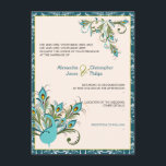 Peacock Feathers Damask Wedding 2 Kaart<br><div class="desc">Elegant pauw en pauw veren op een damesachtergrond voor een pauw met de naam bruiloft. Grootte 4, 5 x 6, 25 inch,  één zijversie. Andere kleurencombinaties mogelijk op verzoek. Ook,  een andere aanpassing door verzoek.
 © Ruxandra Proksch~Ruxique 2012. Alle rechten voorbehouden.</div>