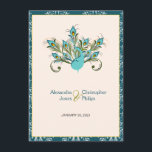 Peacock Feathers Damask Wedding Kaart<br><div class="desc">Elegant pauw en pauw veren op een damesachtergrond voor een pauw met de naam bruiloft. Grootte: 4, 5 x 6, 25 inch. Andere kleurencombinaties mogelijk op verzoek. Ook,  een andere aanpassing door verzoek.
 © Ruxandra Proksch~Ruxique 2012. Alle rechten voorbehouden.</div>